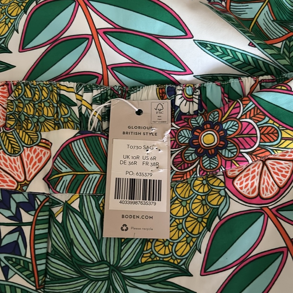 NWT Boden Pull On Danby Trousers in Tropical Paradise Floral Print Size 6 - Picture 6 of 9